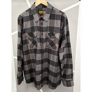 Dixxon Flannel Shirt Men’s XL Form and Function Grey Orange Plaid Long Sleeve